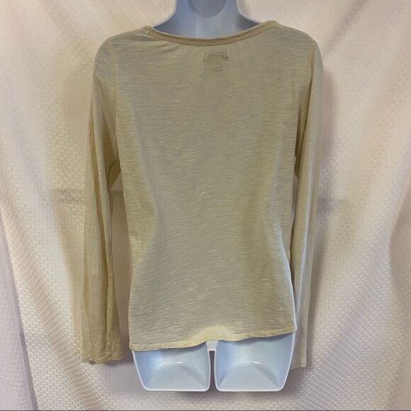 LUCKY BRAND LIVE IN LOVE LONG SLEEVE BLOUSE SIZE M Medium  CREAM - Picture 2 of 6